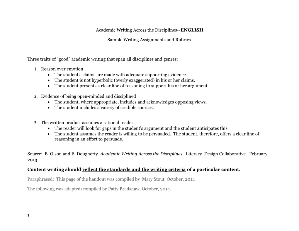 Academic Writing Across the Disciplines ENGLISH