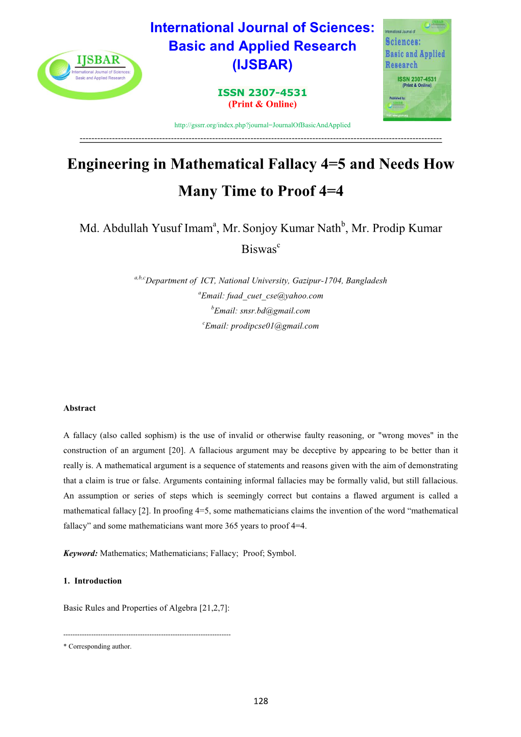 Engineering in Mathematical Fallacy 4=5 and Needs How Many Time to Proof 4=4