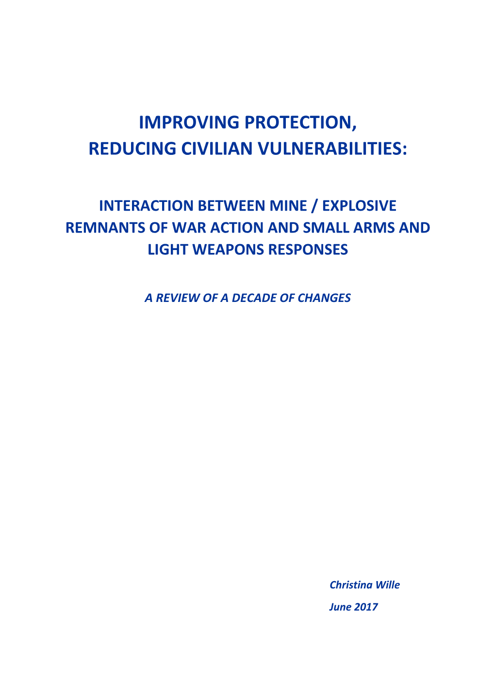 Improving Protection, Reducing Civilian Vulnerabilities