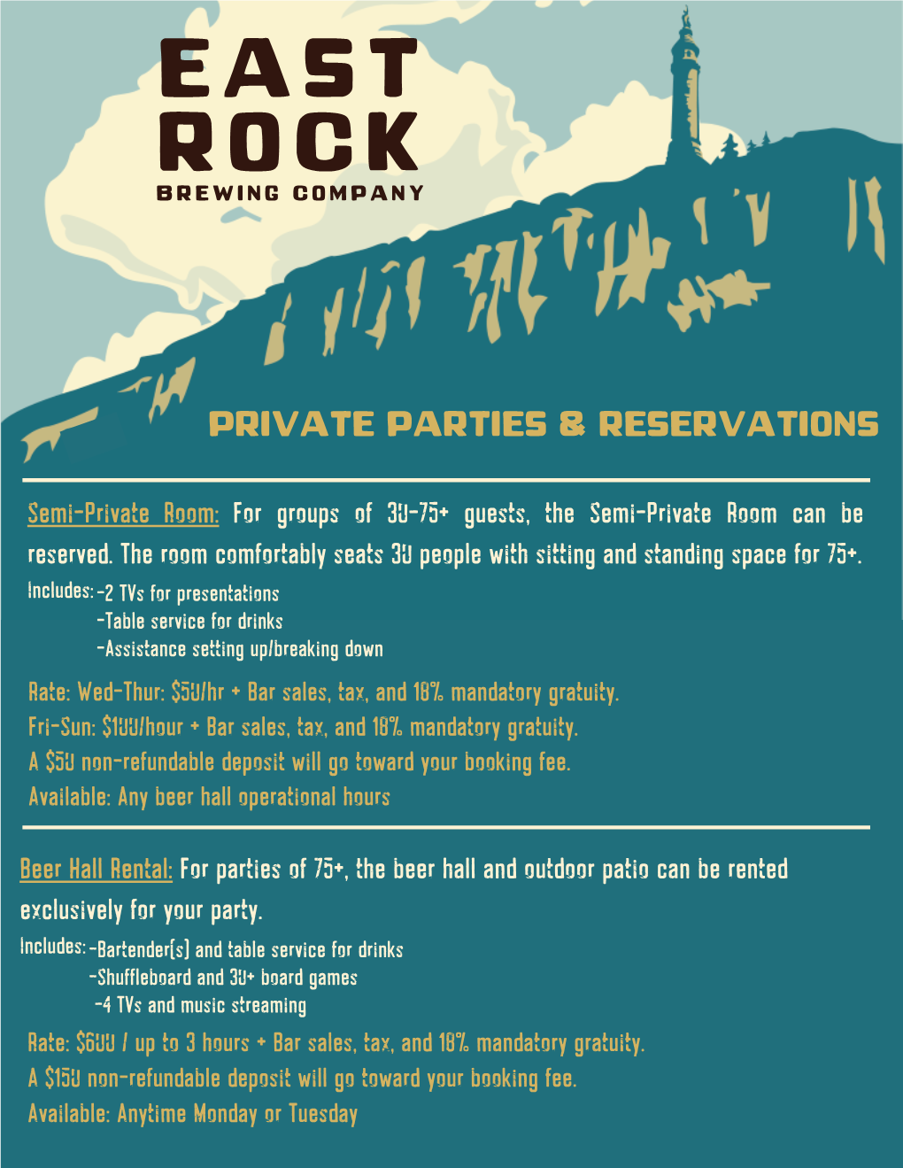 2021 Private Parties & Reservations