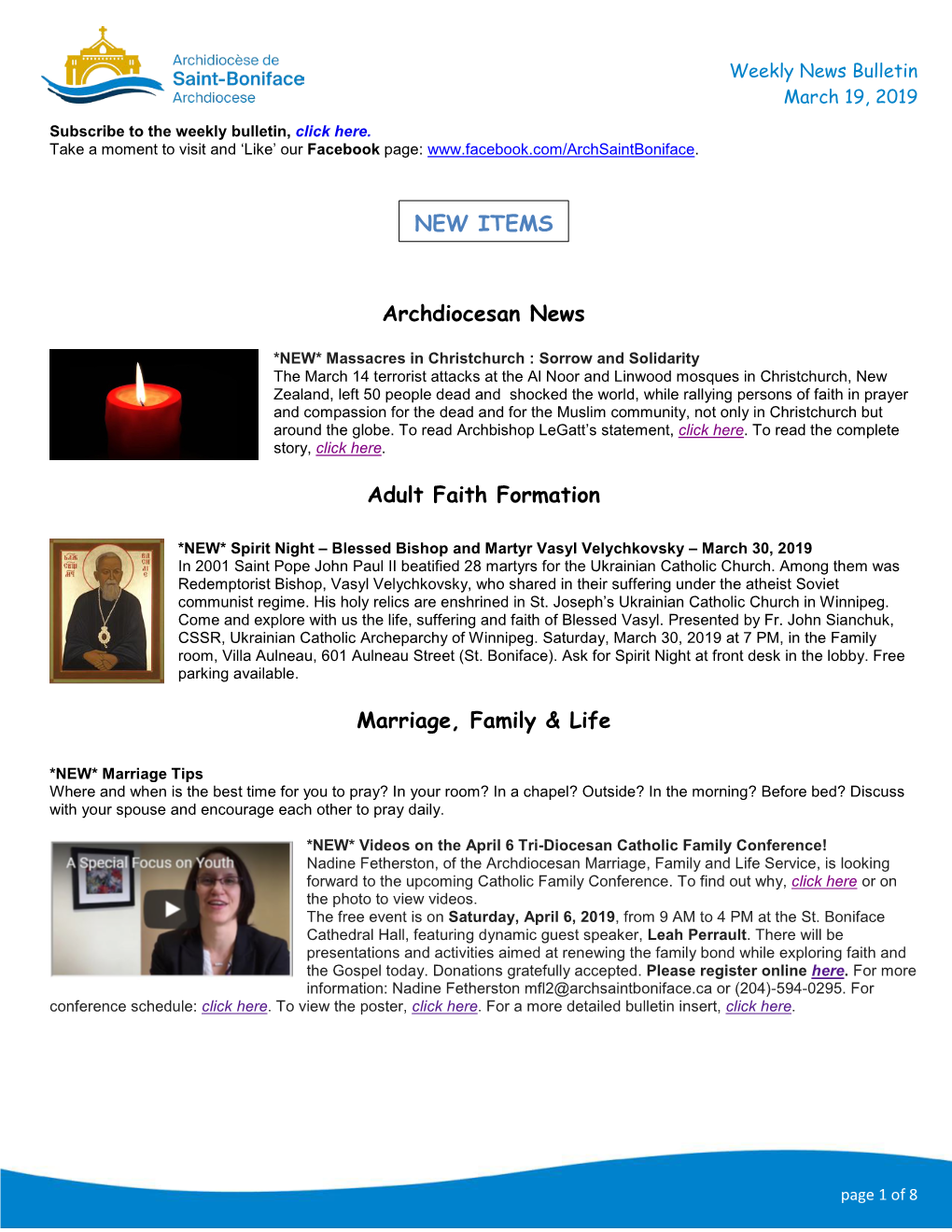 Archdiocesan News Adult Faith Formation Marriage, Family & Life