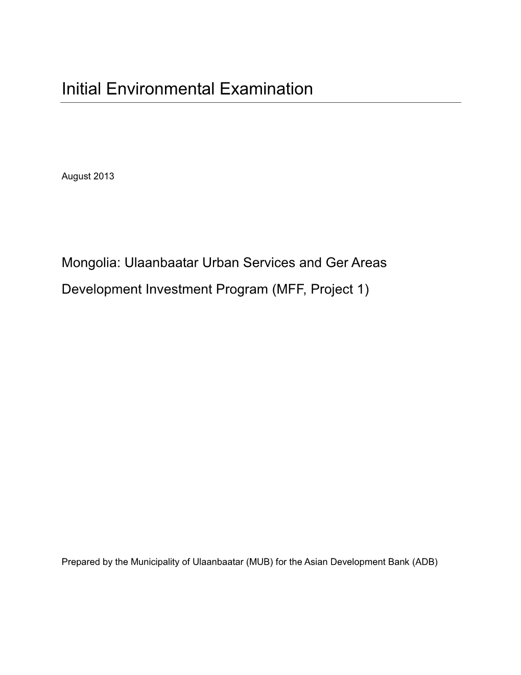 Initial Environmental Examination