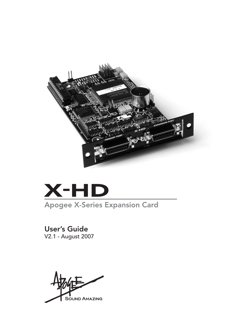 User's Guide Apogee X-Series Expansion Card