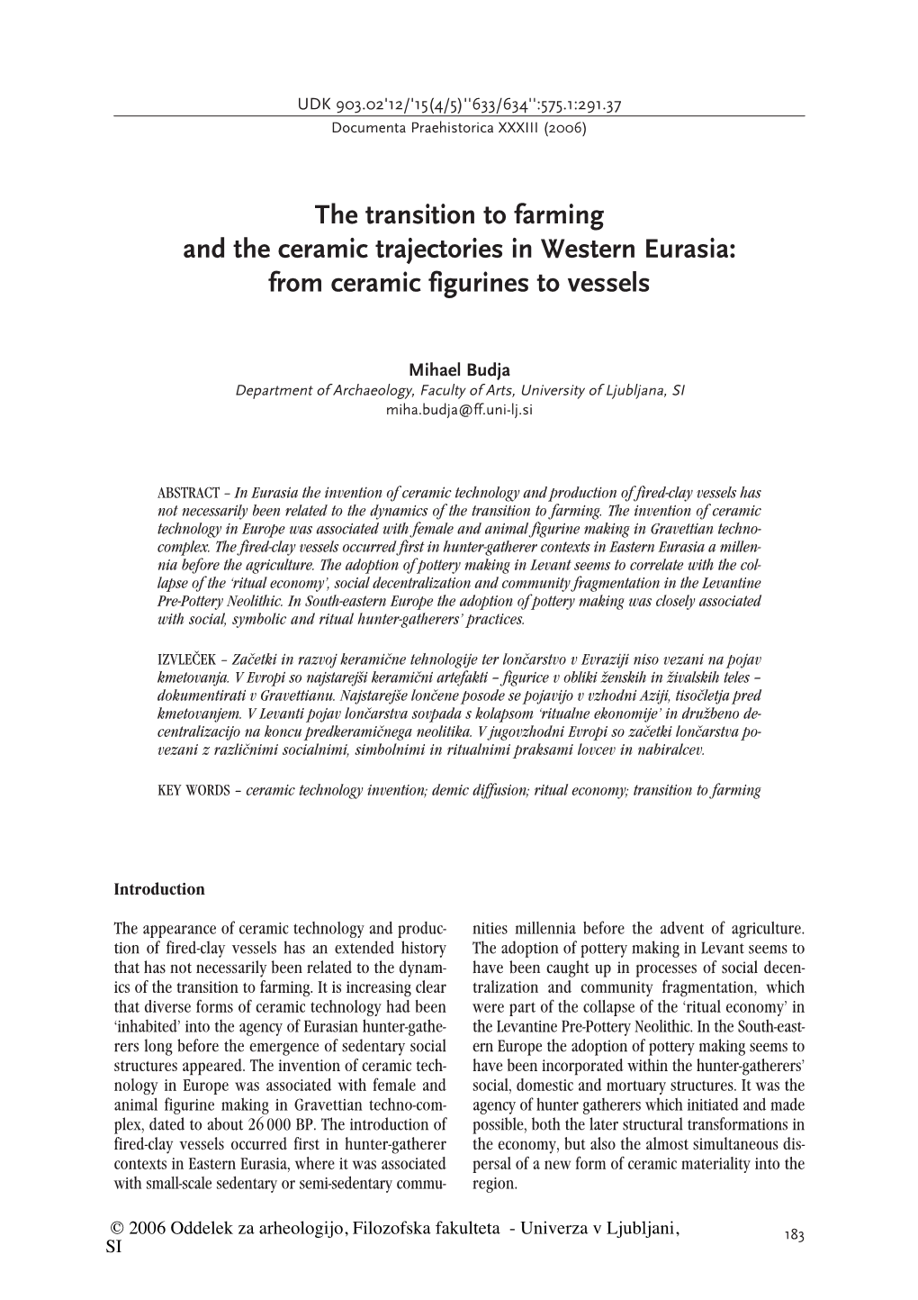 The Transition to Farming and the Ceramic Trajectories in Western Eurasia> from Ceramic Figurines to Vessels