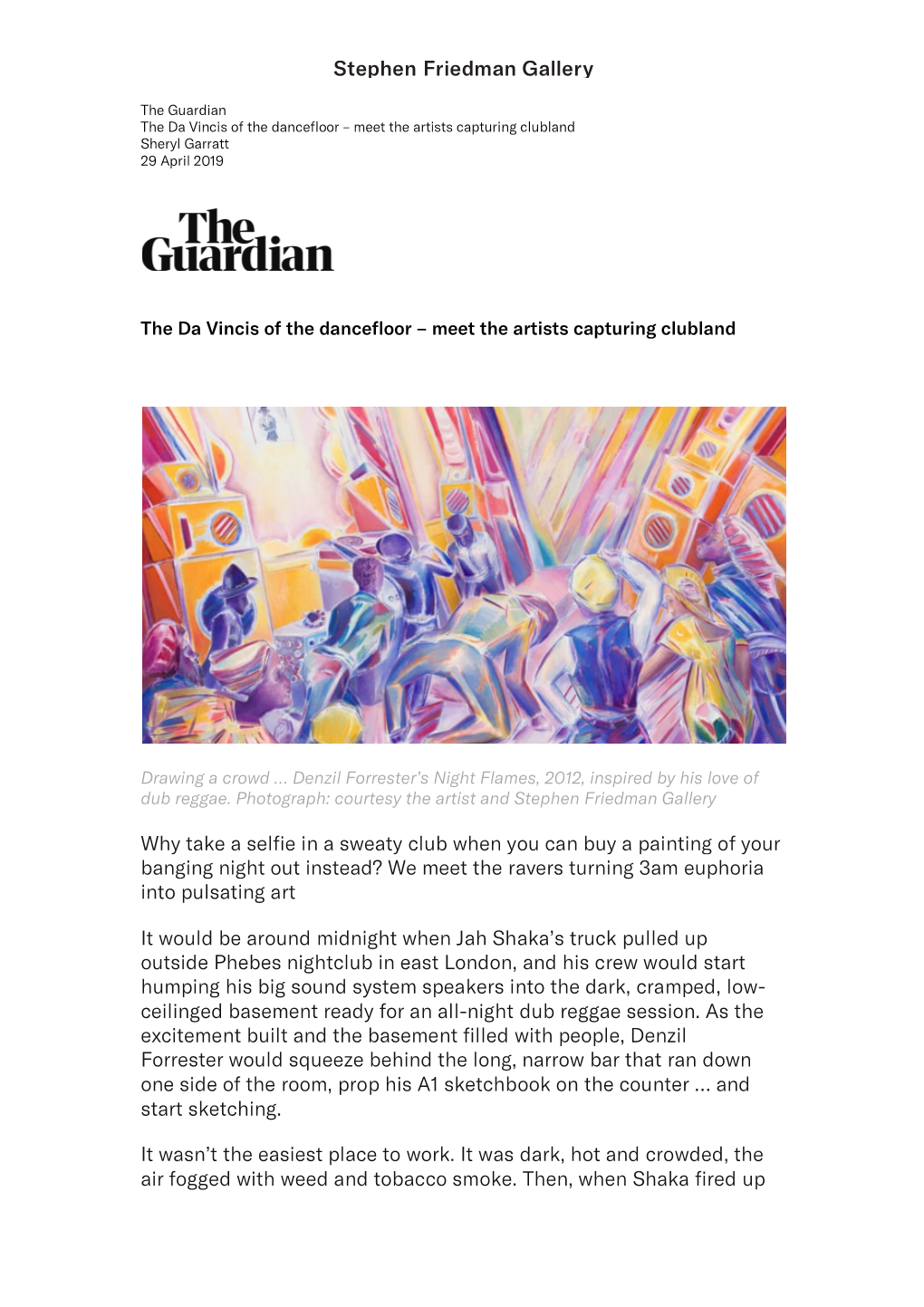 Press 29 April 2019 the Da Vincis of the Dancefloor – Meet the Artists Capturing Clubland