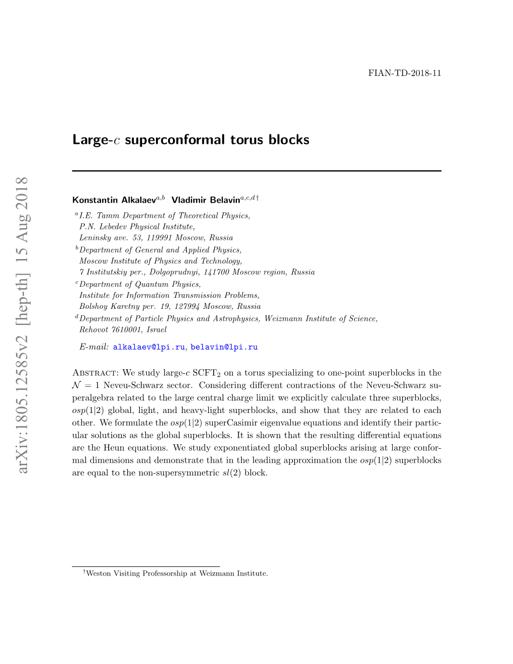 Large-C Superconformal Torus Blocks