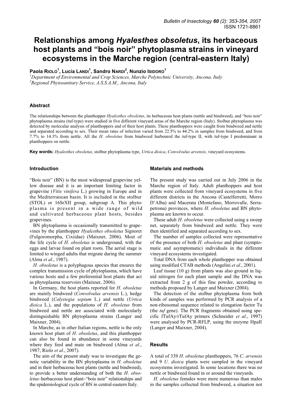 Relationships Among Hyalesthes Obsoletus