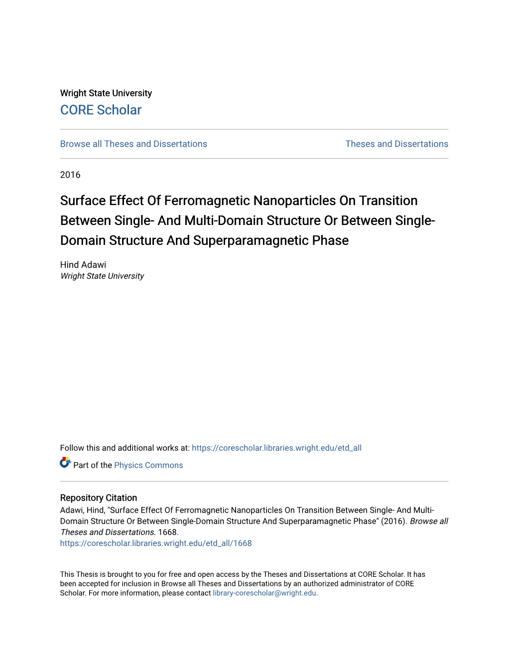 Surface Effect of Ferromagnetic Nanoparticles On