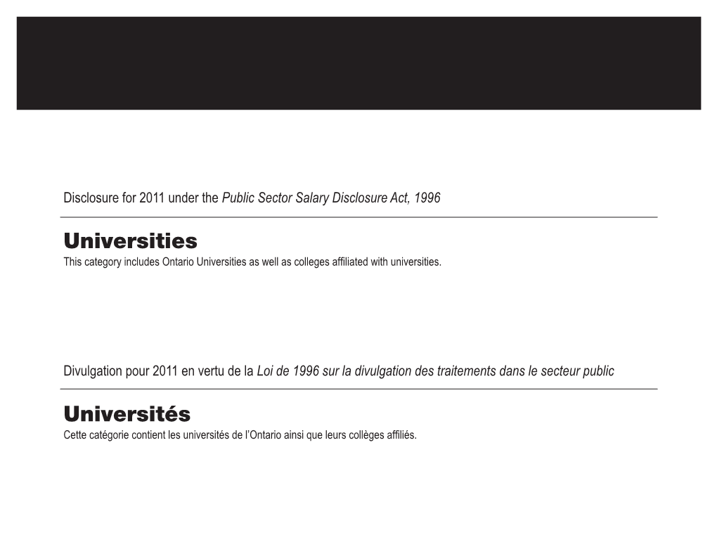 2011 Public Sector Salary Disclosure