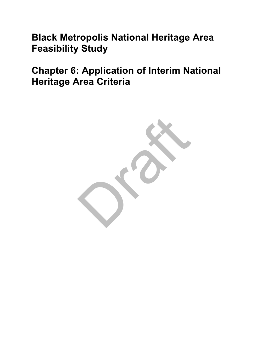 Application of Interim National Heritage Area Criteria