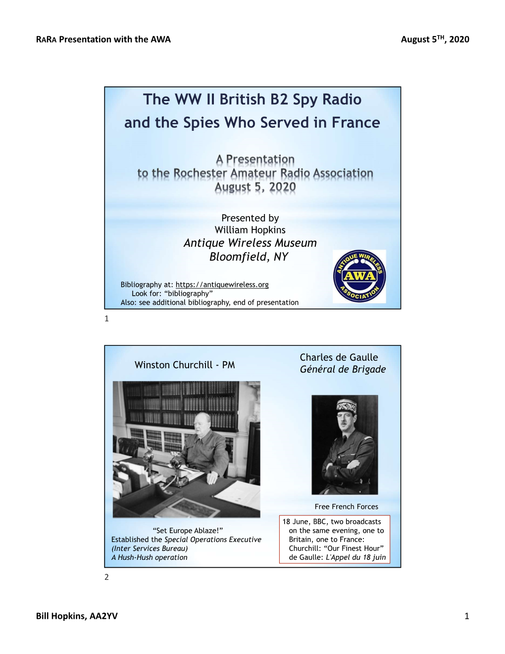 The WW II British B2 Spy Radio and the Spies Who Served in France