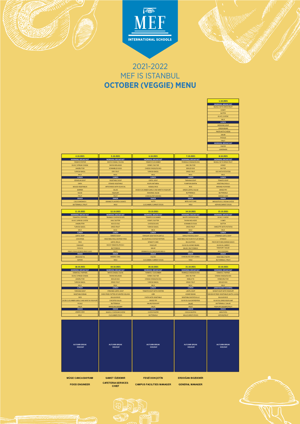 2020-2021 Mef Is Istanbul June (Veggie) Menu