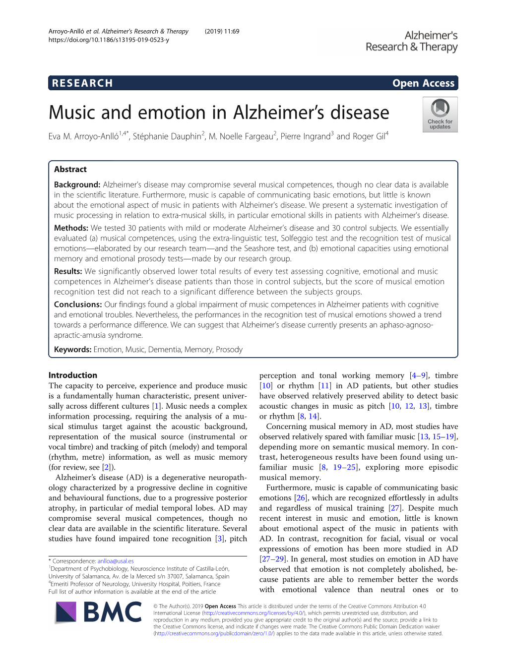 Music and Emotion in Alzheimer's Disease