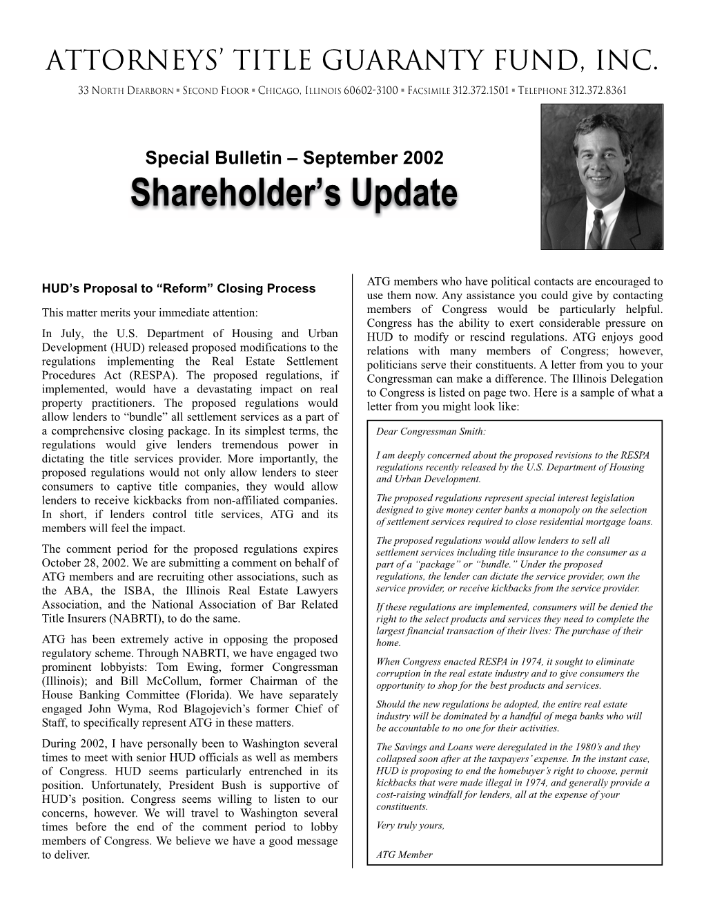Shareholder's Update