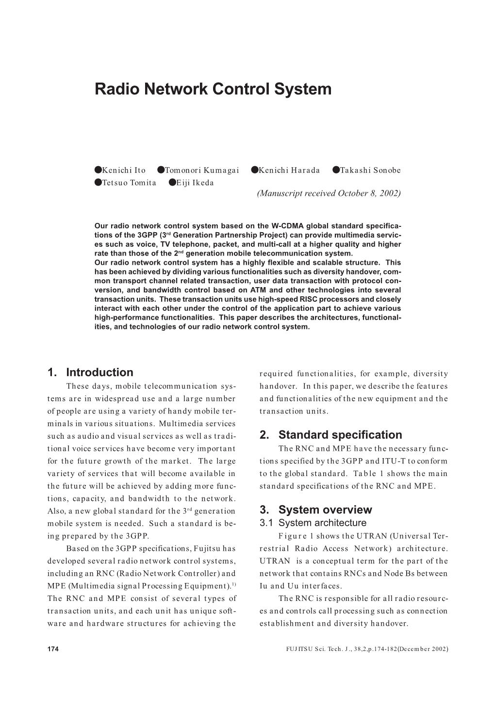 Radio Network Control System