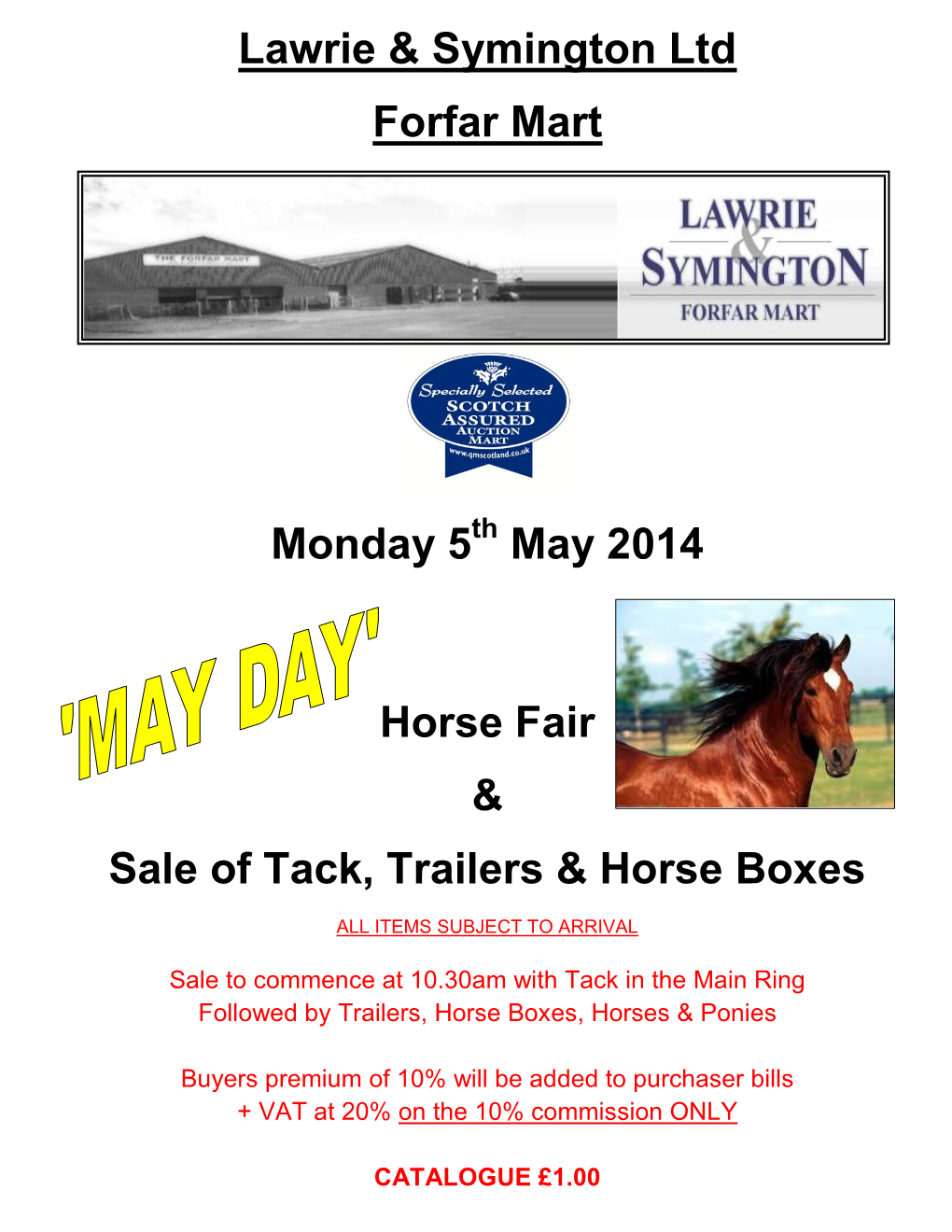 Lawrie & Symington Ltd Forfar Mart Monday 5 May