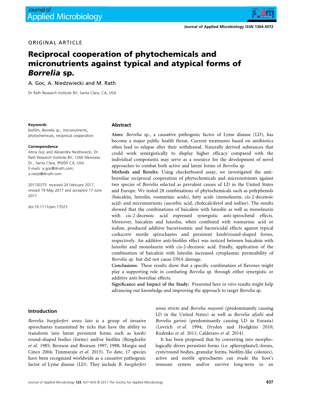 Reciprocal Cooperation of Phytochemicals and Micronutrients Against Typical and Atypical Forms of Borrelia Sp