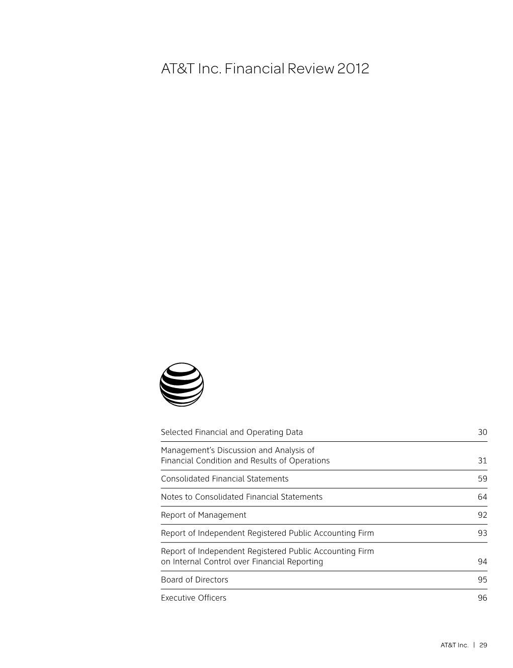 AT&T Inc. Financial Review 2012