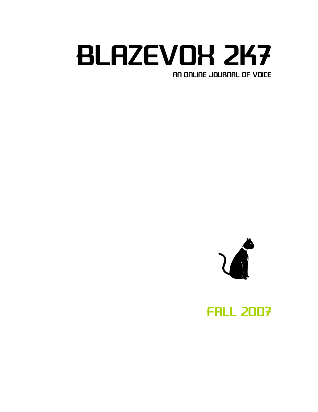 Blazevox 2K7 an Online Journal of Voice