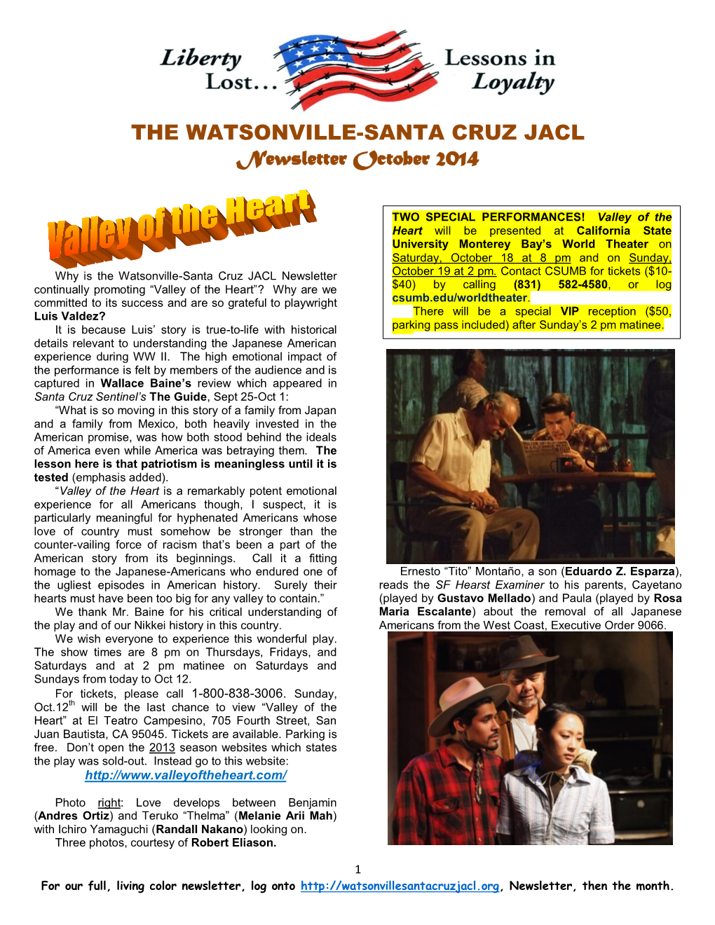 THE WATSONVILLE-SANTA CRUZ JACL Newsletter October 2014