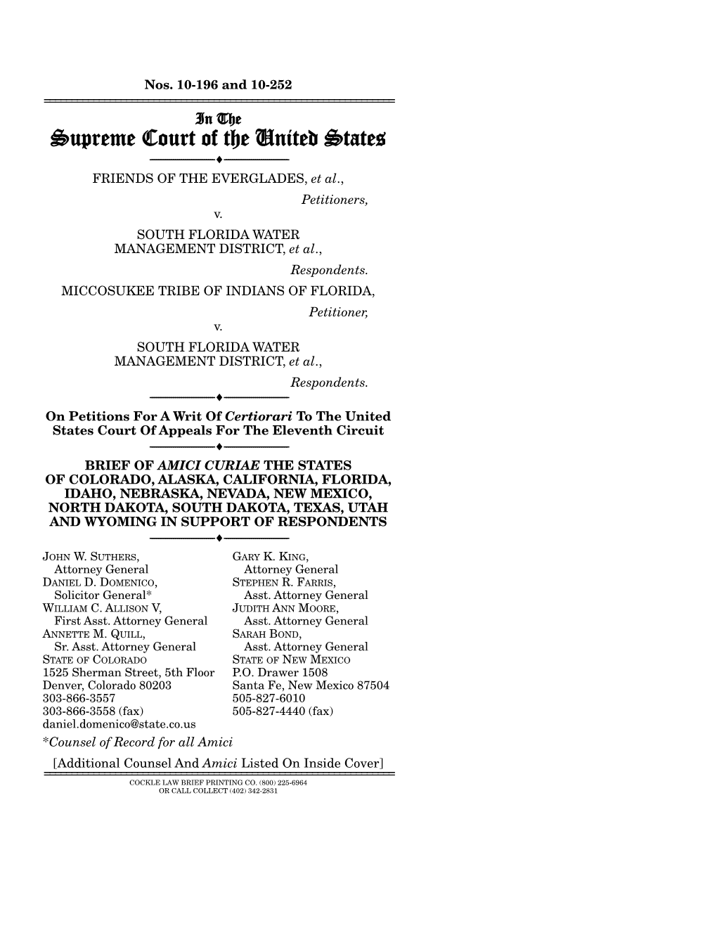 Amicus Brief for Colorado, Et