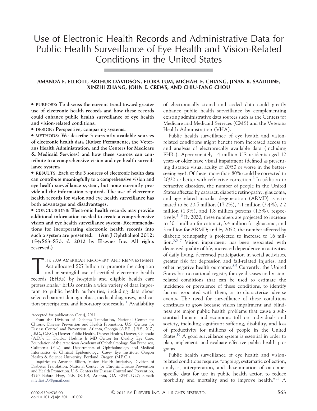 Use of Electronic Health Records and Administrative Data for Public Health Surveillance of Eye Health and Vision-Related Conditions in the United States