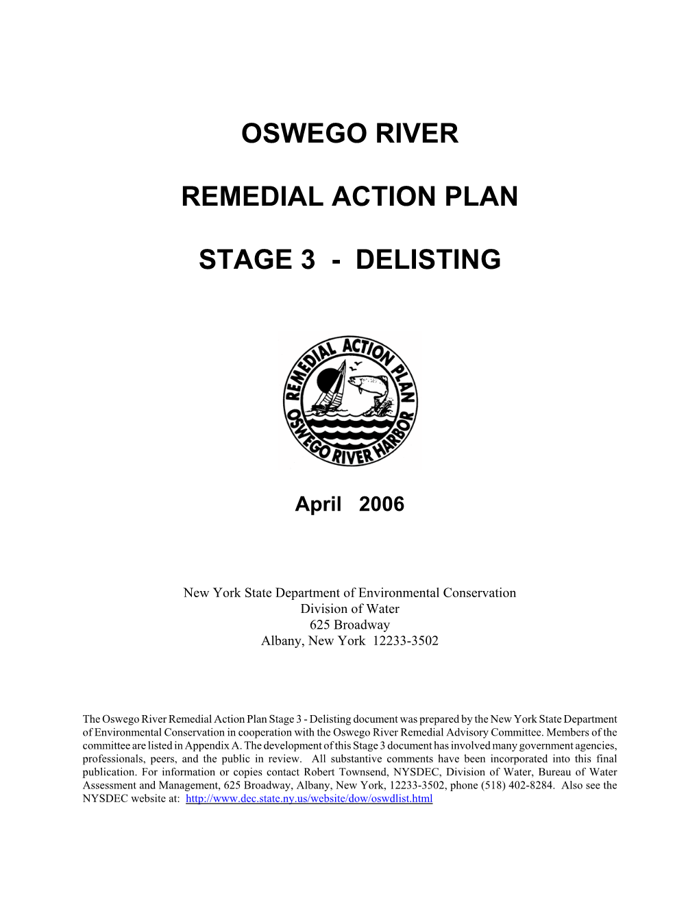 Oswego River Remedial Action Plan Stage 3