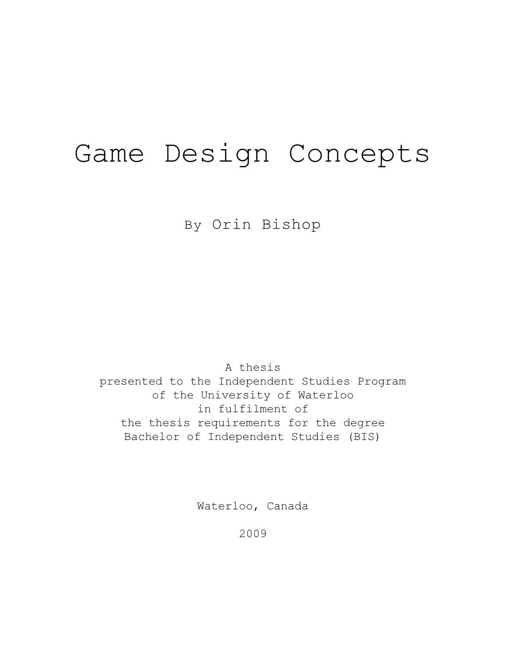 Game Design Concepts