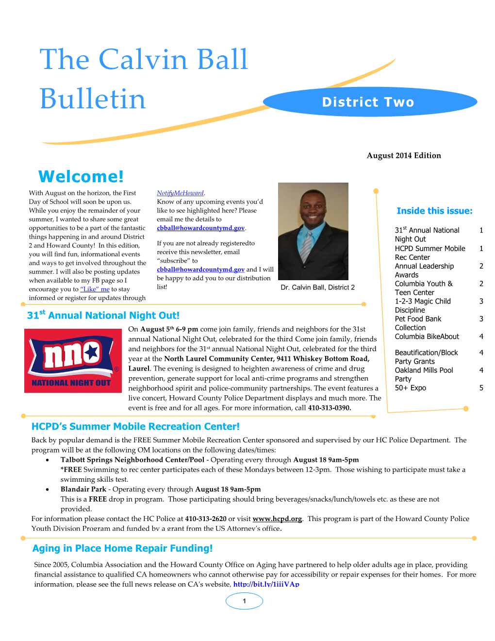 The Calvin Ball Bulletin District Two