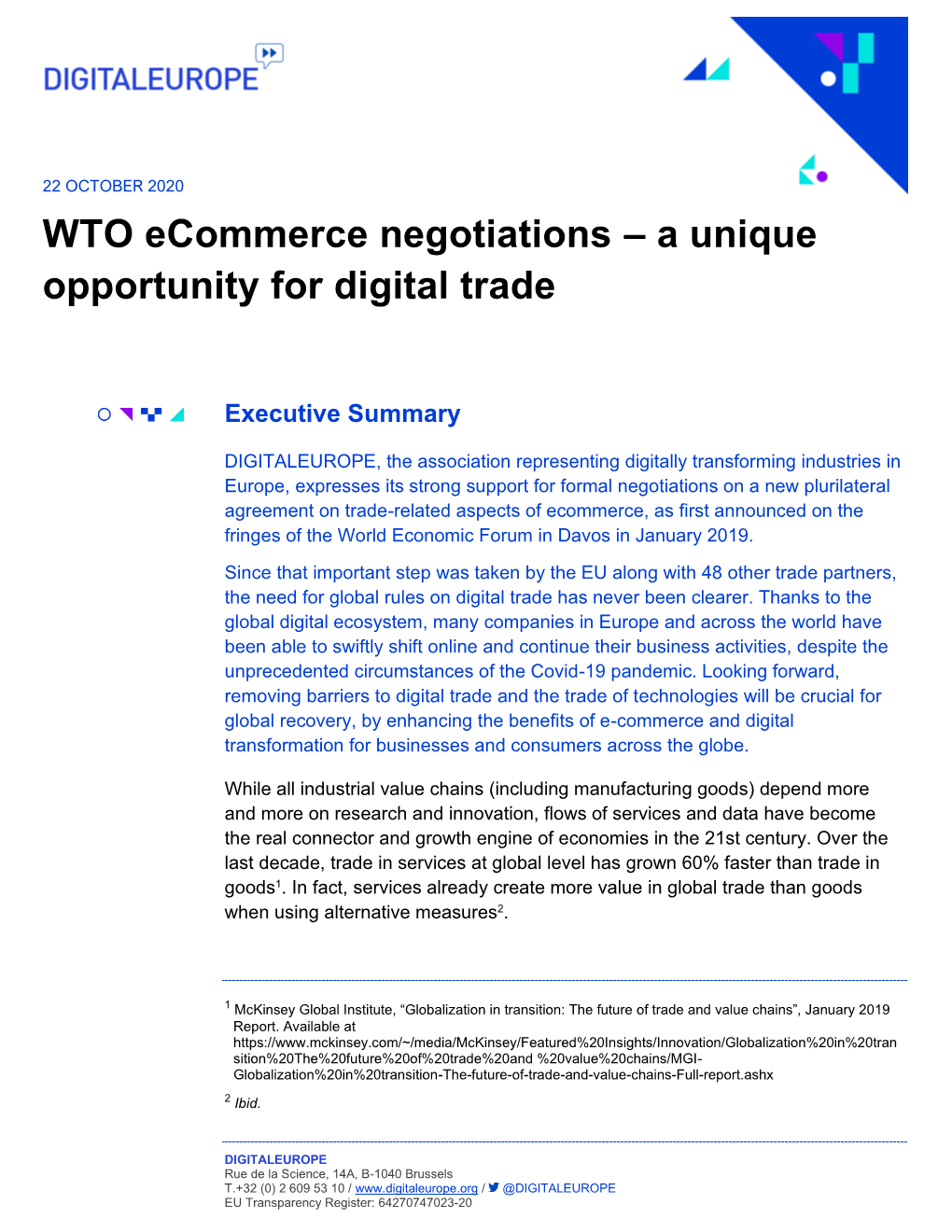 WTO Ecommerce Negotiations – a Unique Opportunity for Digital Trade