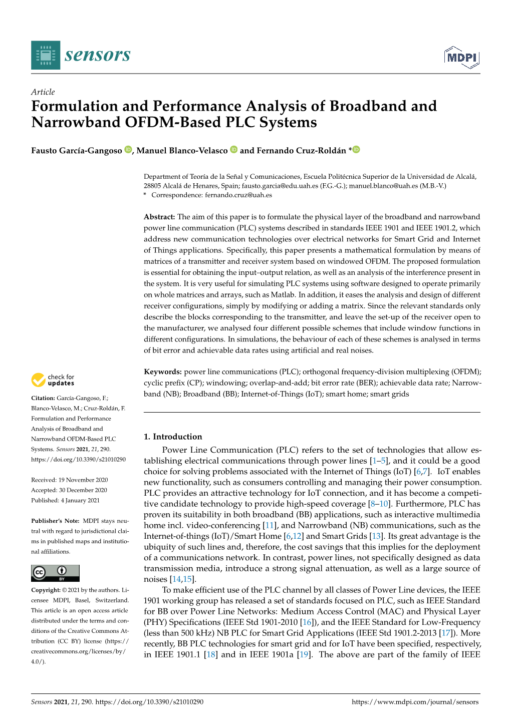 Formulation and Performance Analysis of Broadband and Narrowband OFDM-Based PLC Systems