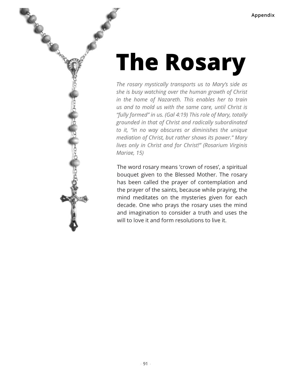 The Rosary the Rosary Mystically Transports Us to Mary’S Side As She Is Busy Watching Over the Human Growth of Christ in the Home of Nazareth