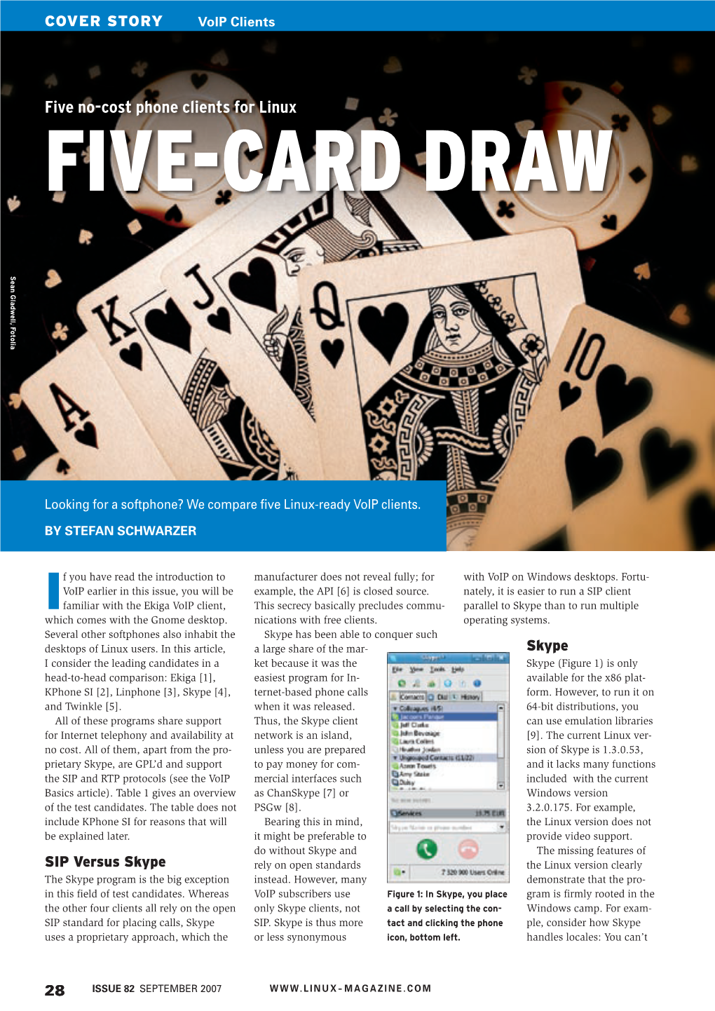 Five No-Cost Phone Clients for Linux FIVE-CARD DRAW Sean Gladwell, Fotolia