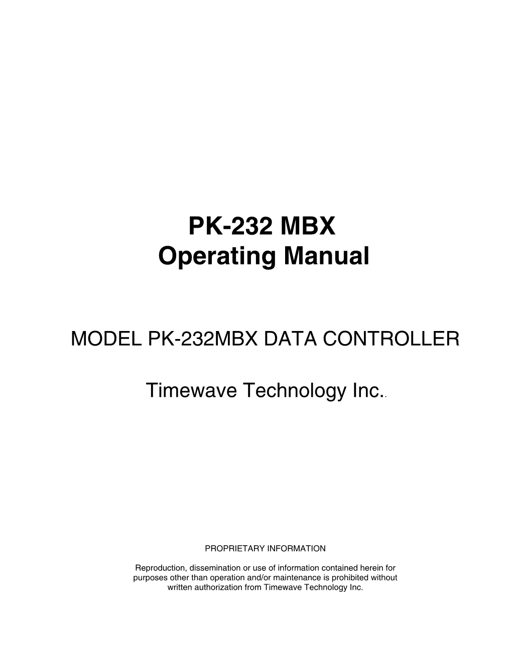 PK-232 MBX Operating Manual