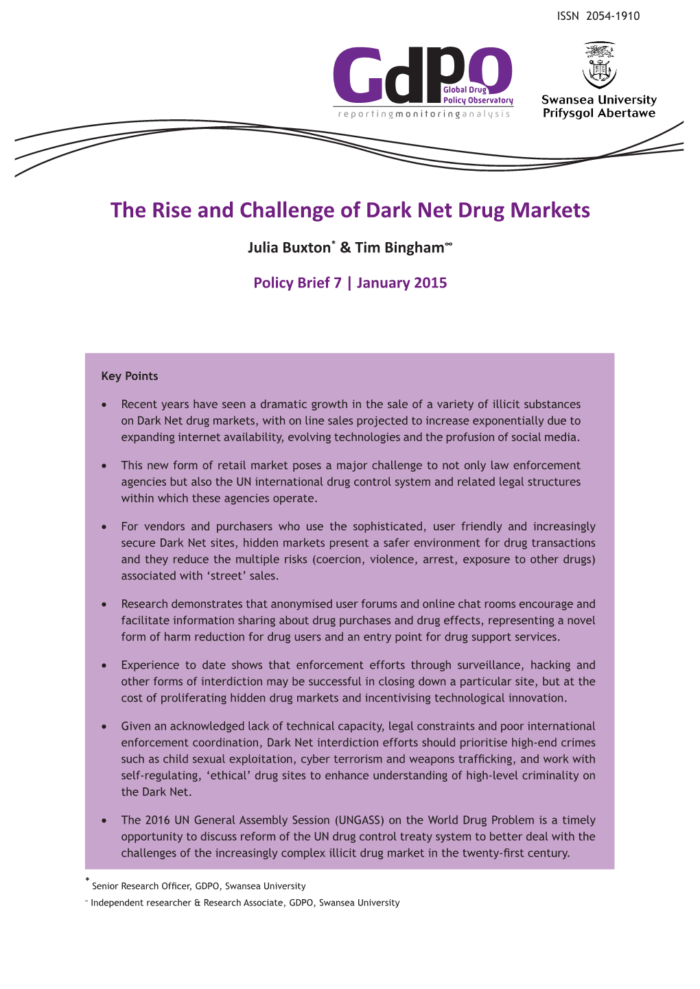 The Rise and Challenge of Dark Net Drug Markets