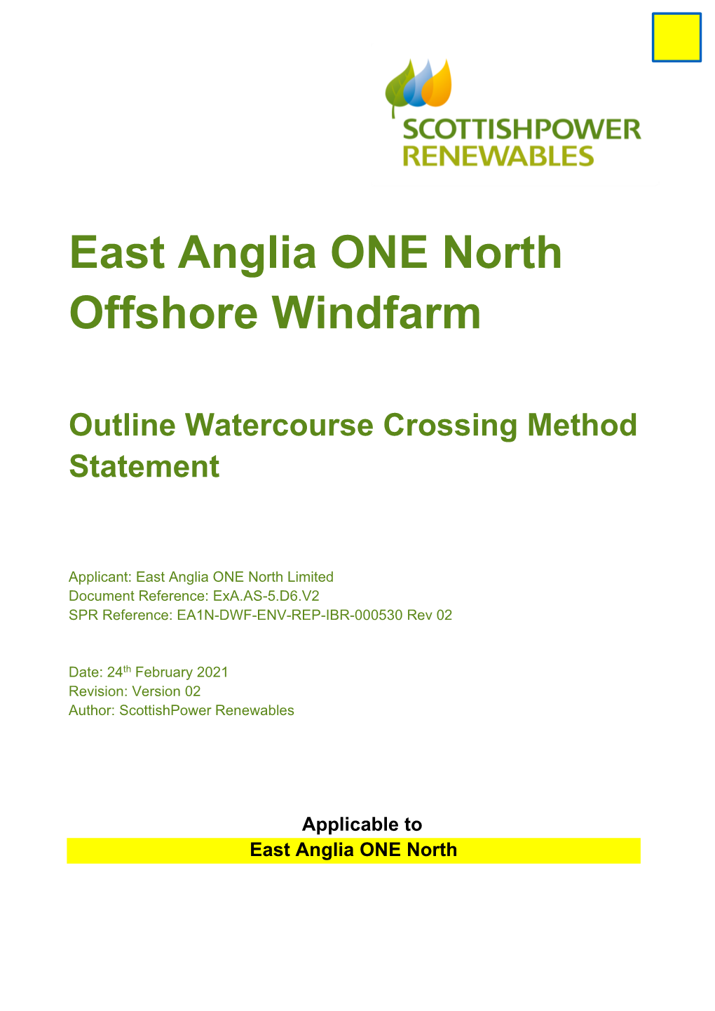 East Anglia ONE North Offshore Windfarm Outline Watercourse