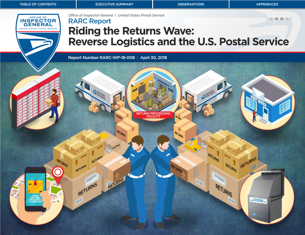 Riding the Returns Wave: Reverse Logistics and the U.S. Postal Service. Report Number RARC-WP-18-008