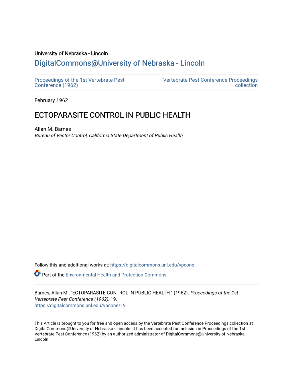 Ectoparasite Control in Public Health