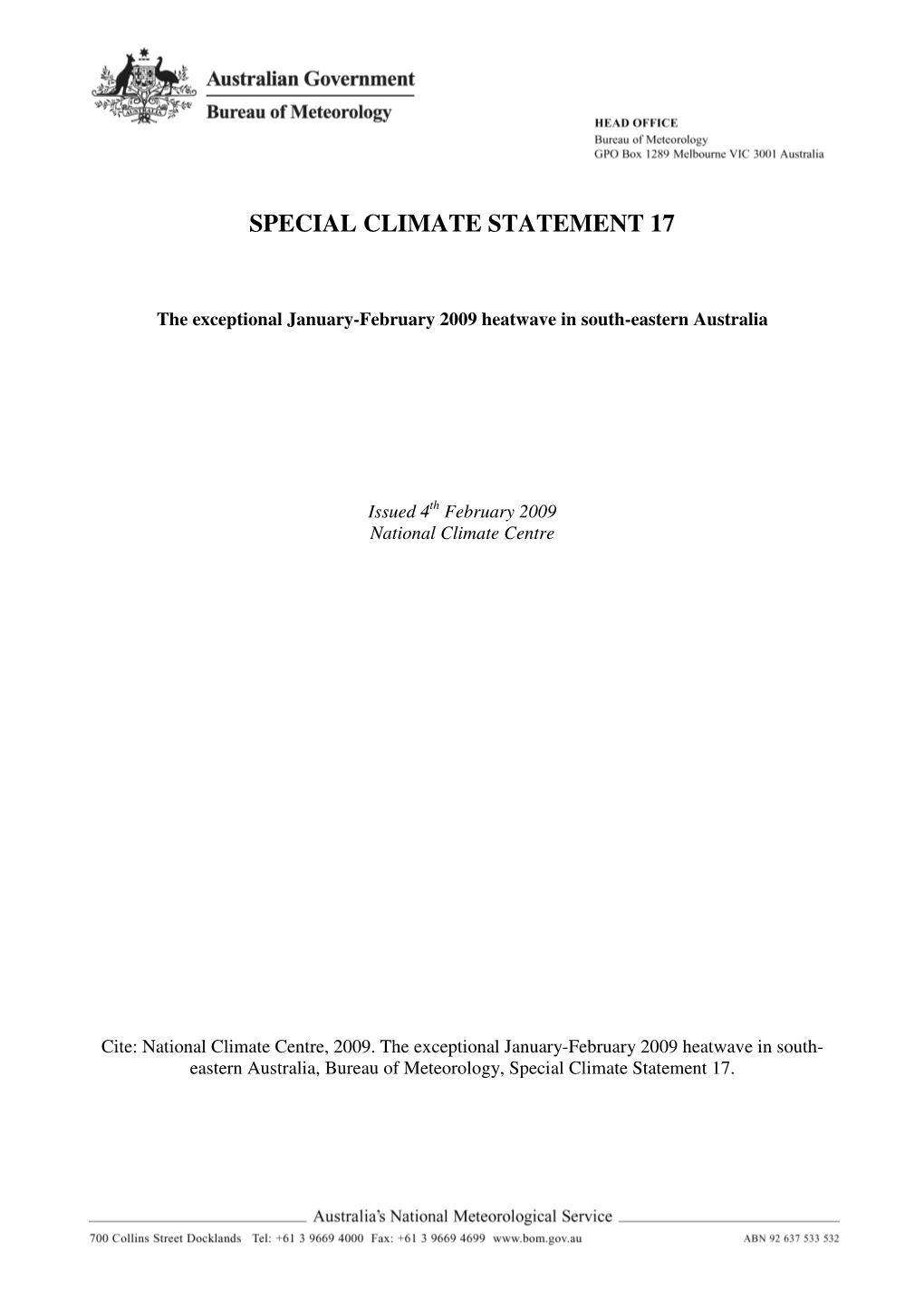 Special Climate Statement 17