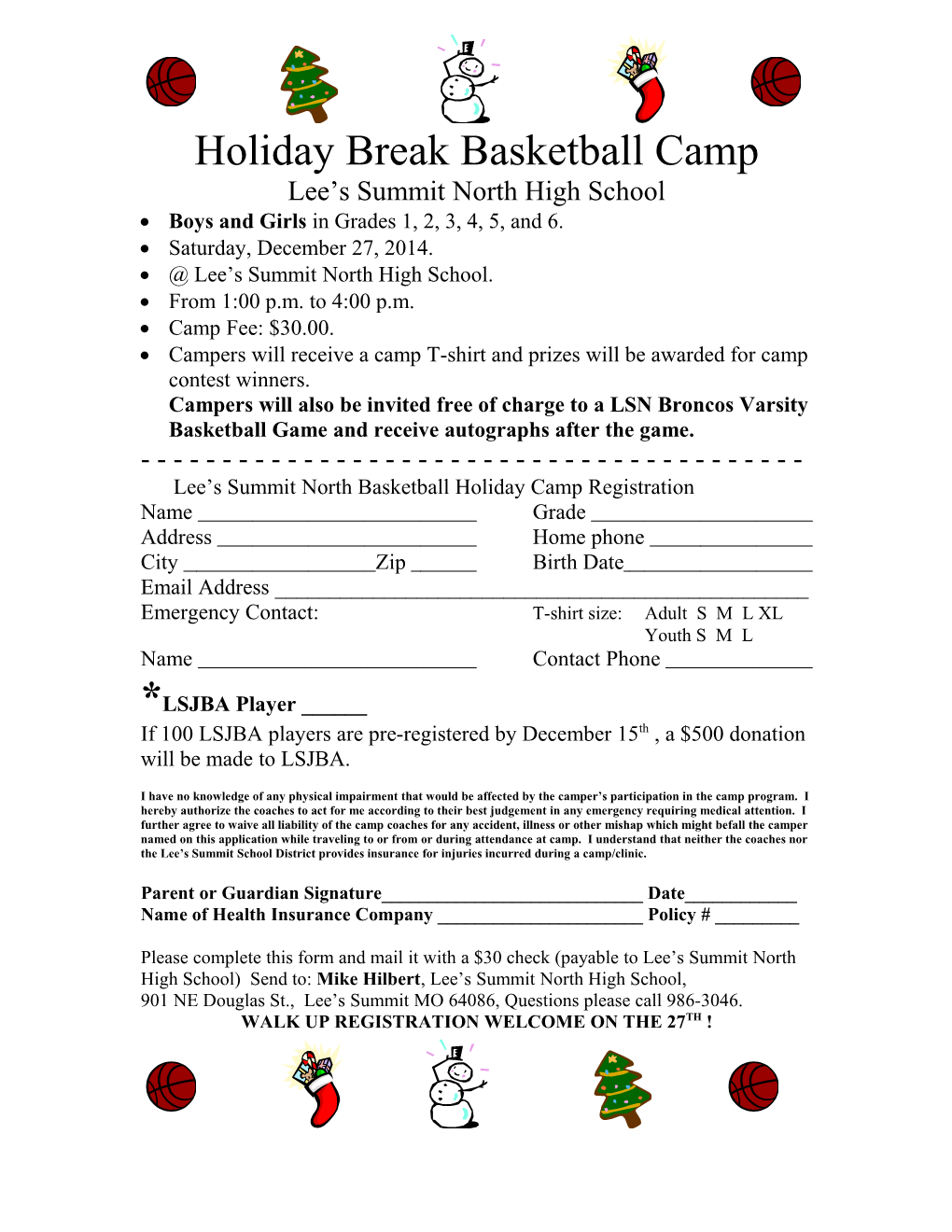 Holiday Break Boys Basketball Camp