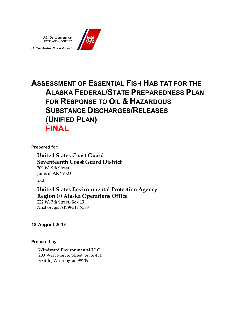Assessment of Essential Fish Habitat for the Alaska Federal/State