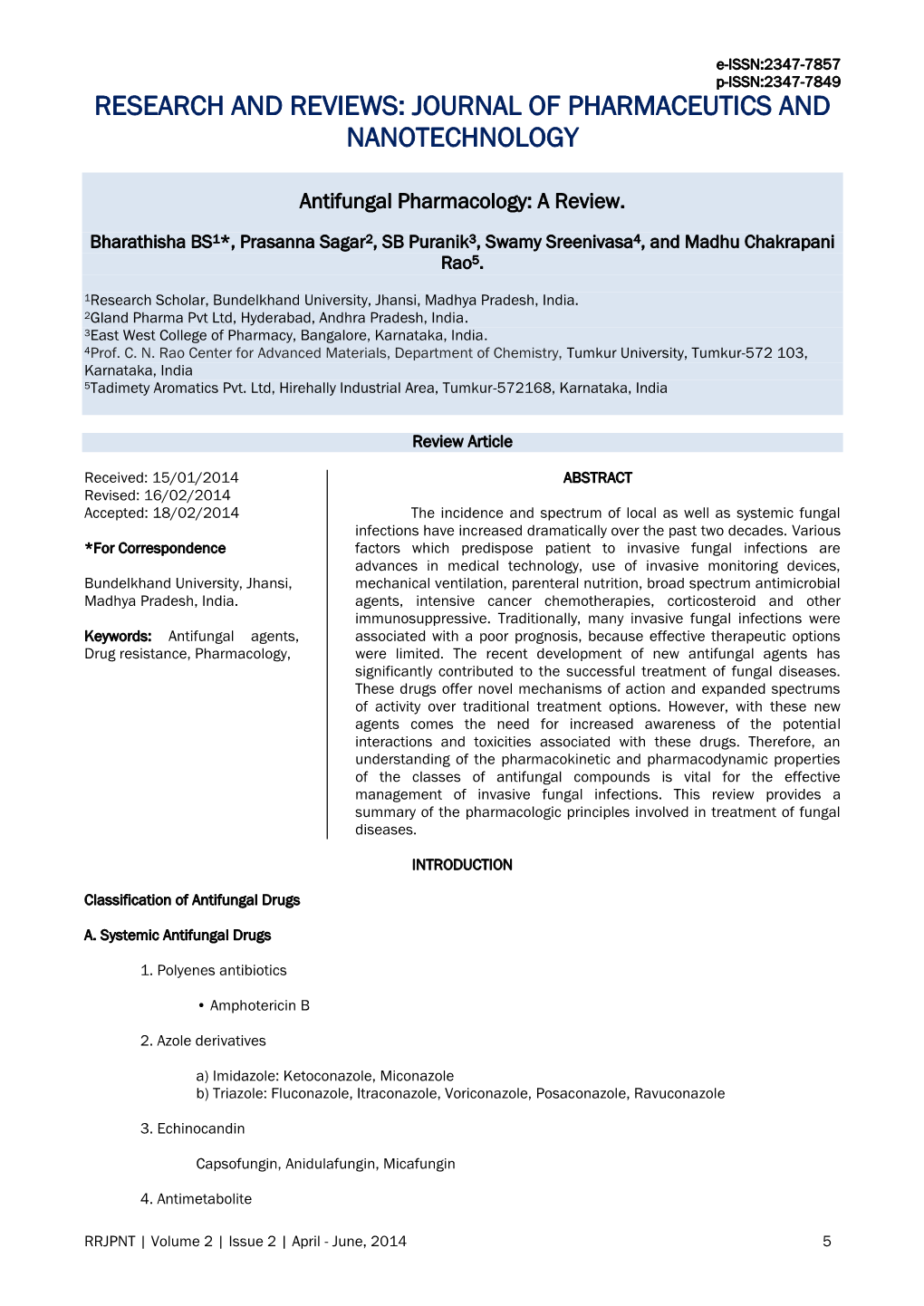 Journal of Pharmaceutics and Nanotechnology