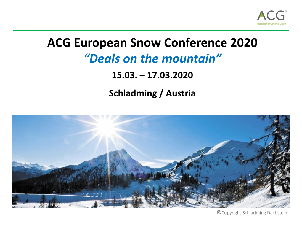 ACG European Snow Conference 2020 “Deals on the Mountain” 15.03