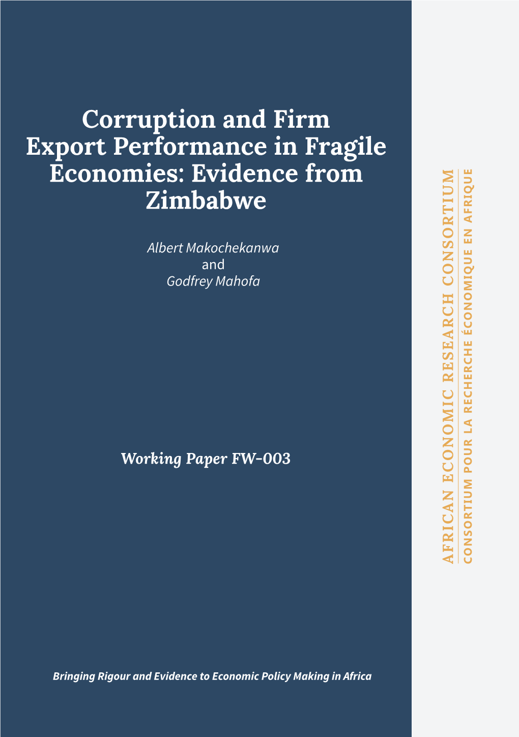 Working Paper FW-003 Zimbabwe Albert Makochekanwa Godfrey Mahofa And