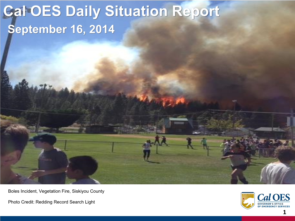 Cal OES Daily Situation Report September 16, 2014