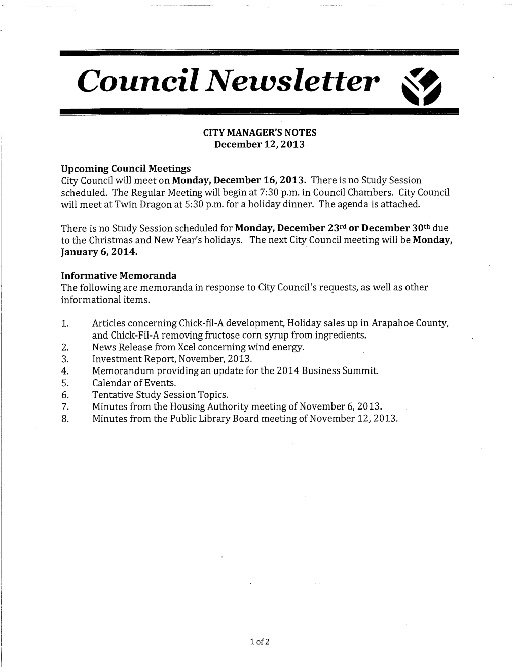 Council Newsletter