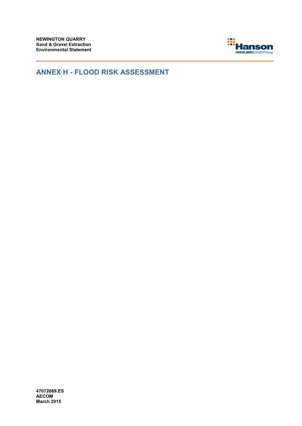 Annex H - Flood Risk Assessment