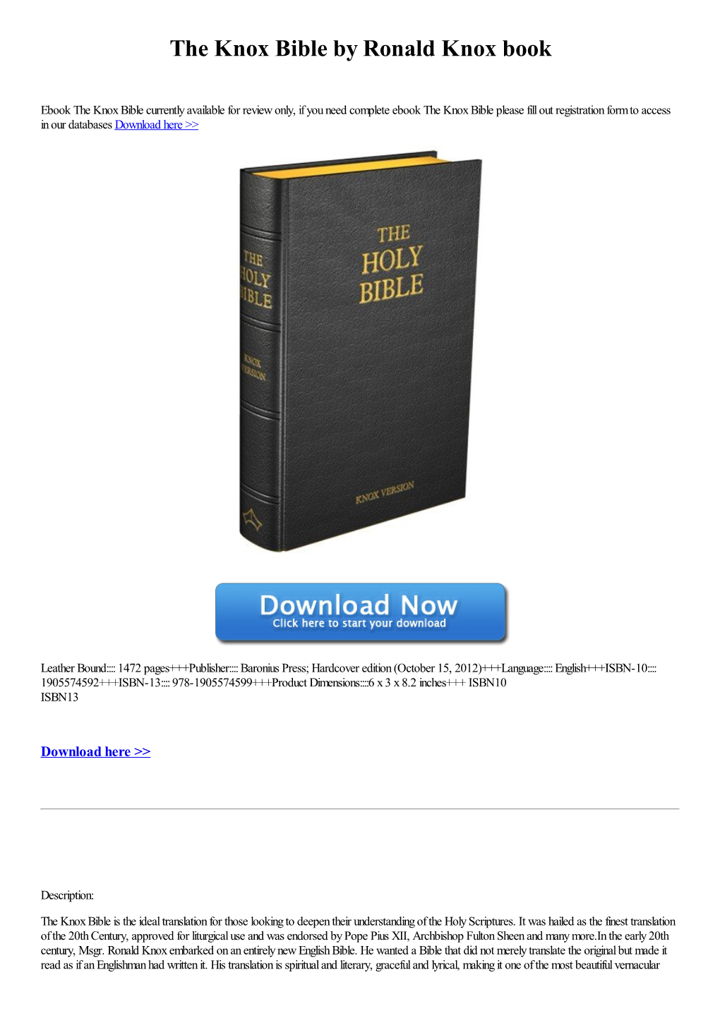 Download the Knox Bible by Ronald Knox [Book]
