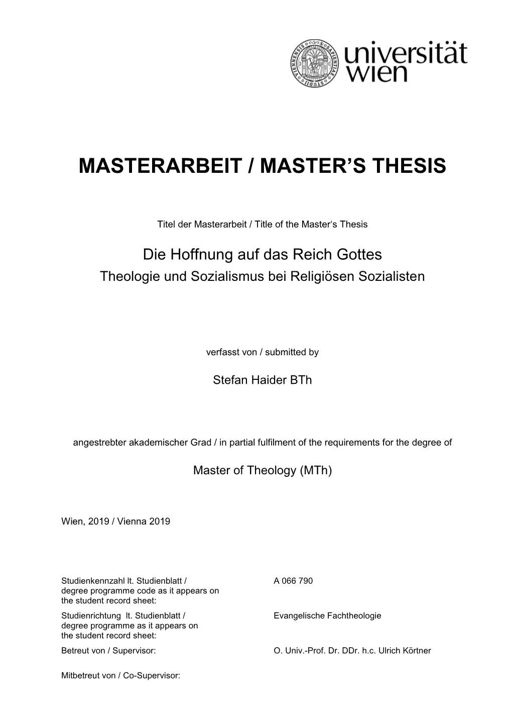 Masterarbeit / Master's Thesis