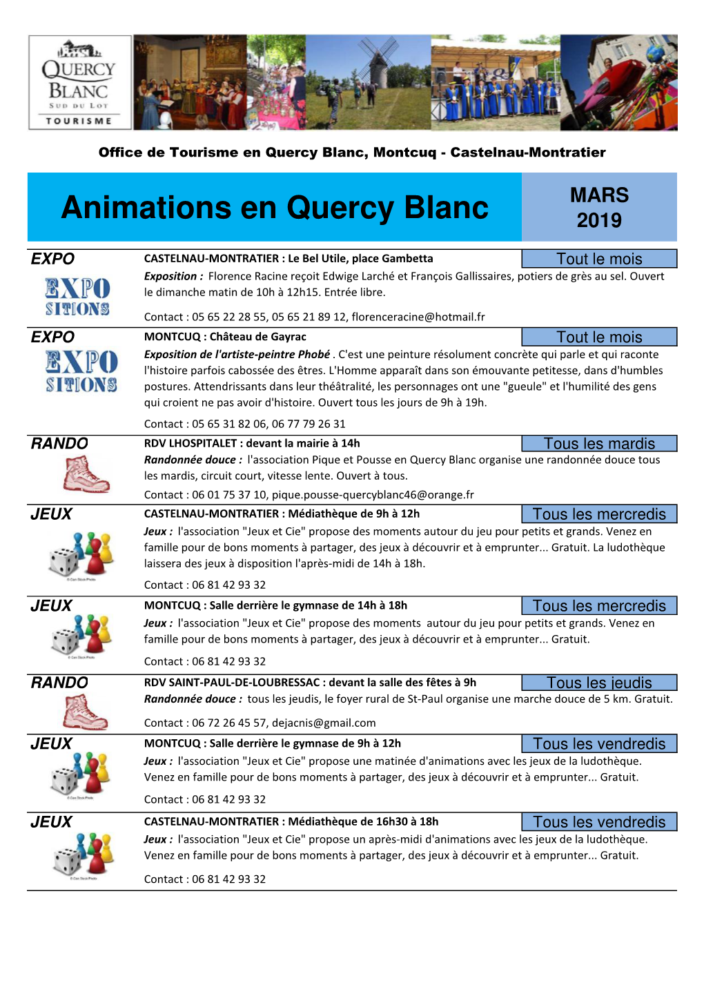 Animations En Quercy Blanc 2019